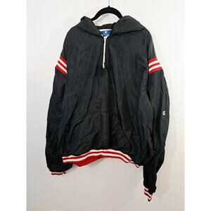 Champion Vintage Unisex Black Lined Jacket In Size XXL Boxy Fit 1/4 Zip